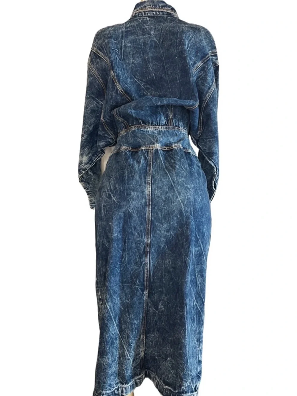 Vintage 80s Nina Picalinno Acid Wash Denim Dress - Picture 2 of 7